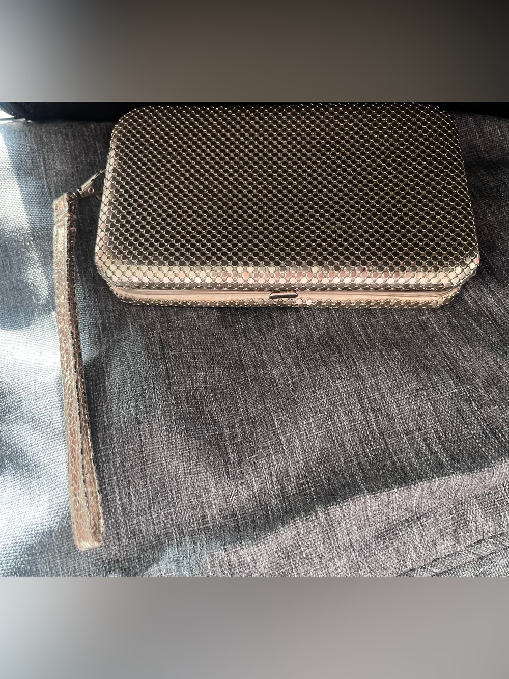 Metallic Mesh Zip Wallet - Rose Gold Tone